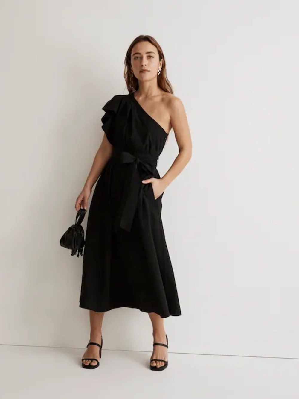 Madewell ruffled one shoulder midi dress
